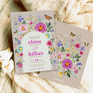Vibrant Boho Spring Wildflowers Wedding Invitation