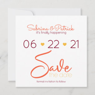 Vibrant BOHO Tuscany Burgundy Coral Save the Date Invitation