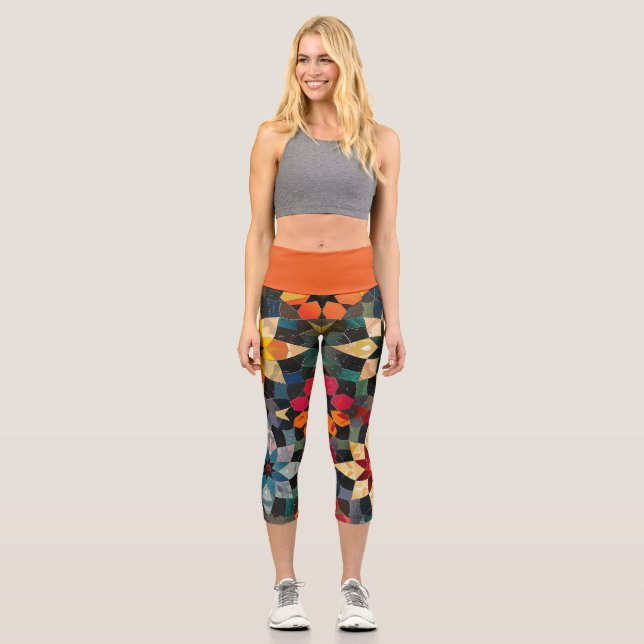 Vibrant Bold Capri Leggings (Front)
