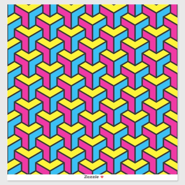 Vibrant Bold CMYK Geometric Optical Illusion Block (Sheet)