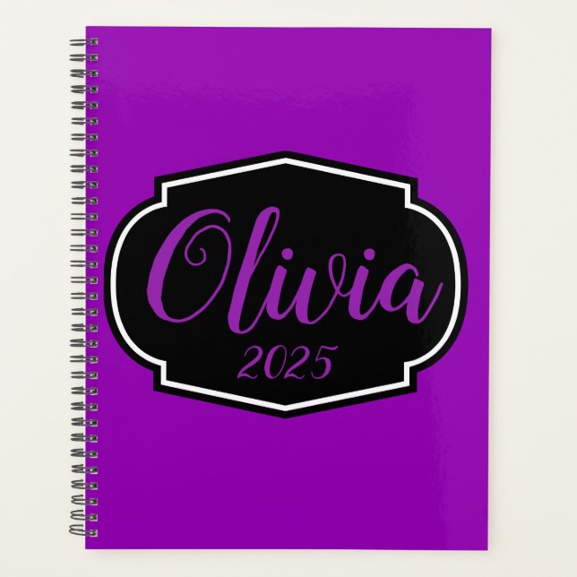 Vibrant, Bold Fuchsia Purple Personalised Planner (Front)