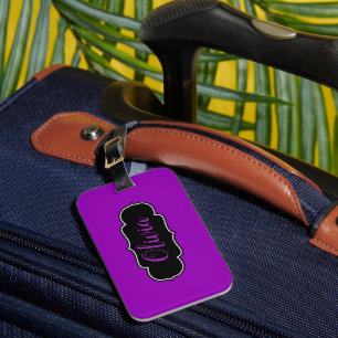 Vibrant, Bold Purple Personalised  Luggage Tag