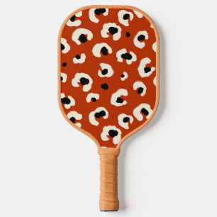 Vibrant Bold Red Leopard Print Pickleball Paddle