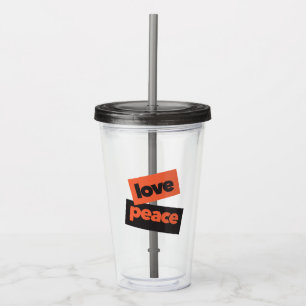 Vibrant, bold, simple, urban design of Love Peace Acrylic Tumbler