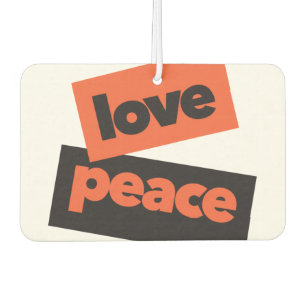 Vibrant, bold, simple, urban design of Love Peace Car Air Freshener