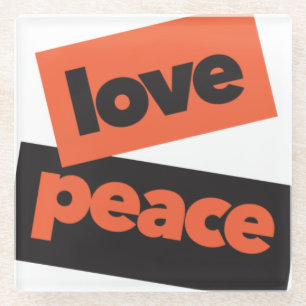 Vibrant, bold, simple, urban design of Love Peace Glass Coaster