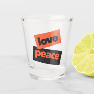 Vibrant, bold, simple, urban design of Love Peace Shot Glass