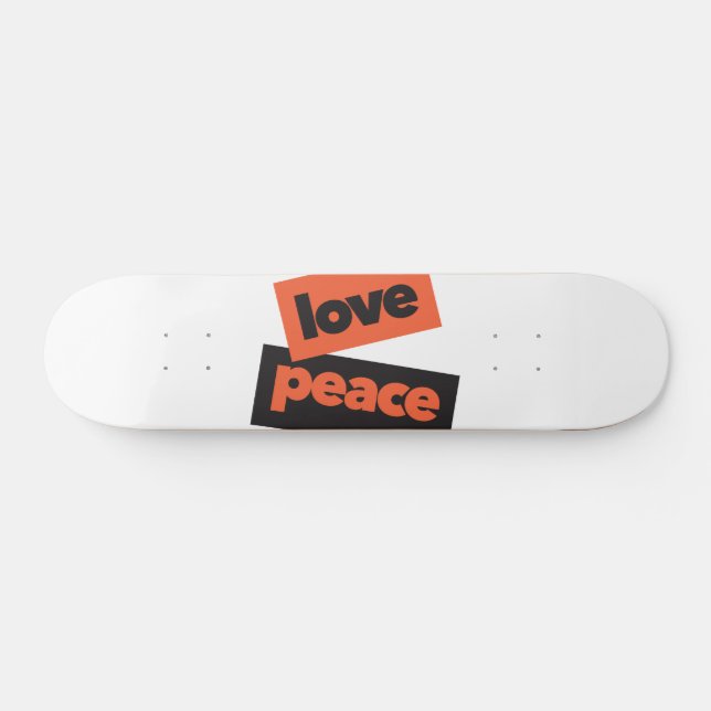 Vibrant, bold, simple, urban design of Love Peace Skateboard (Horz)