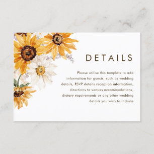Vibrant Bold Sunshine Floral Wedding Details Enclosure Card