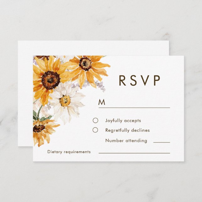 Vibrant Bold Sunshine Floral Wedding RSVP Card (Front/Back)