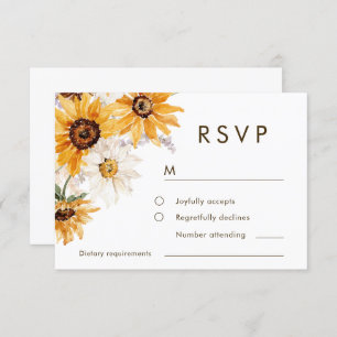 Vibrant Bold Sunshine Floral Wedding RSVP Card