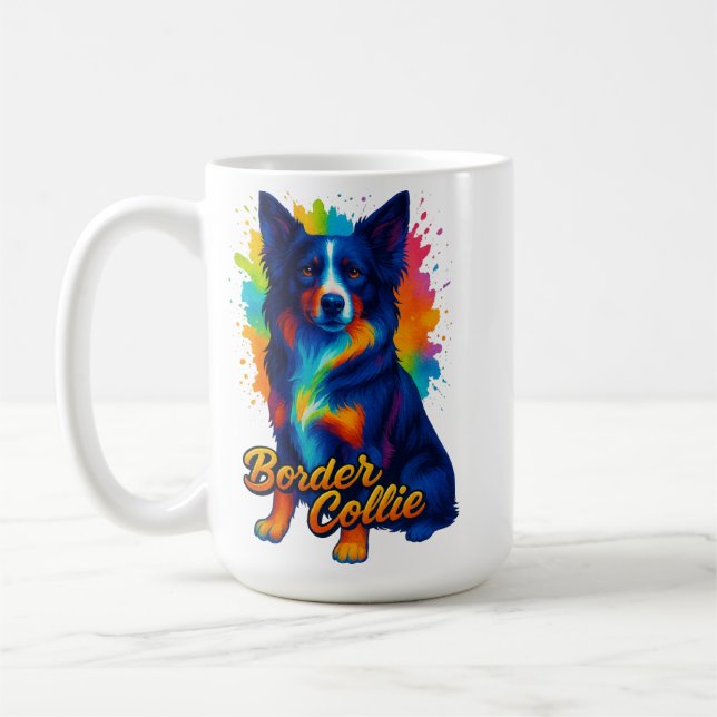 Vibrant Border Collie Pop Art Coffee Mug (Left)