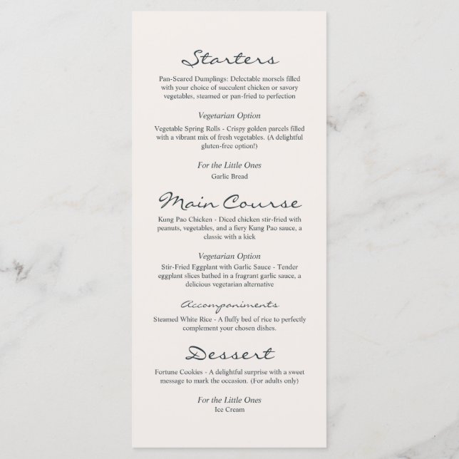 Vibrant Botanical Floral Personalised Wedding Menu (Back)