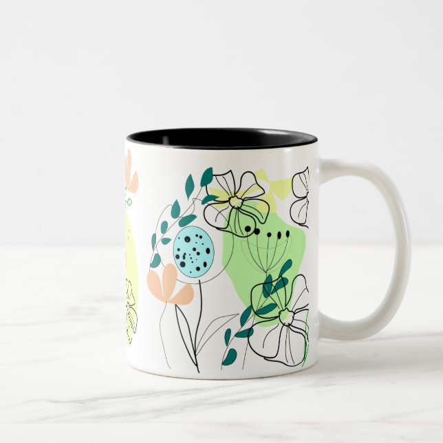 Vibrant Botanical Pattern Coffee Cup (Right)