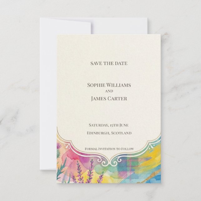 Vibrant Botanical Save the Date Card (Front)