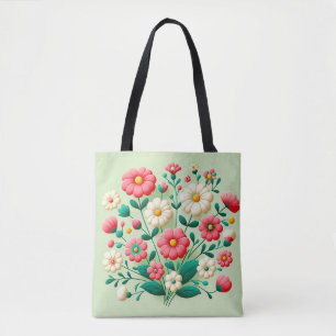 Vibrant bouquet of 3d flowers tote bag