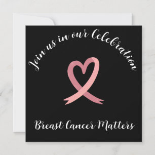 Vibrant Breast Cancer Pink Ribbon Party Invitation