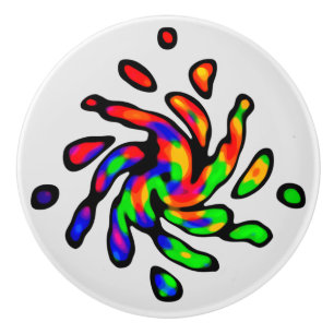 Vibrant Bright Colourful Pattern  Ceramic Knob