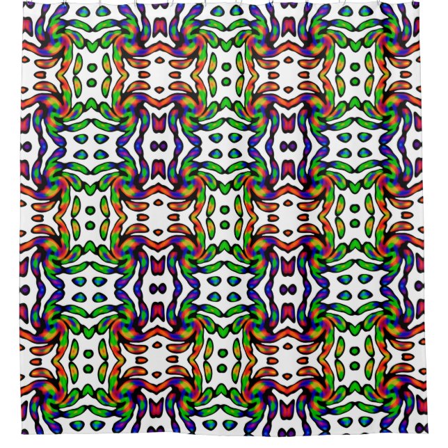 Vibrant Bright Colourful Pattern Shower Curtain (Front)