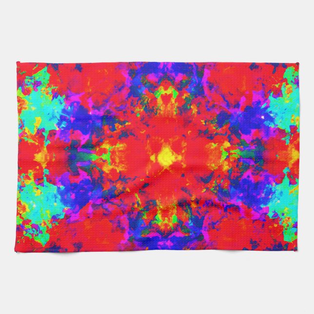 Vibrant Bright Colours Pattern Art Tea Towel (Horizontal)