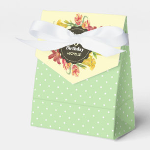 Vibrant Bright Spring Flowers Wreath Birthday Favour Box