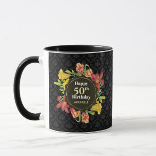 Vibrant Bright Spring Flowers Wreath Birthday Fros Mug