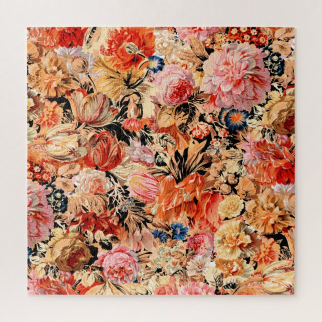 Vibrant Brushstroke Flowers: Dynamic Background Jigsaw Puzzle (Vertical)