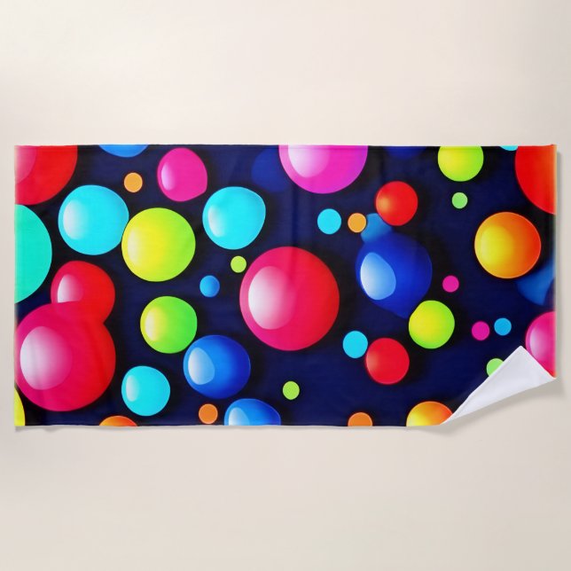 Vibrant Bubble Pop Art Beach Towel (Front)