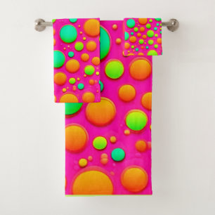 Vibrant Bubble Pop of Colour Design Bath Towel Set