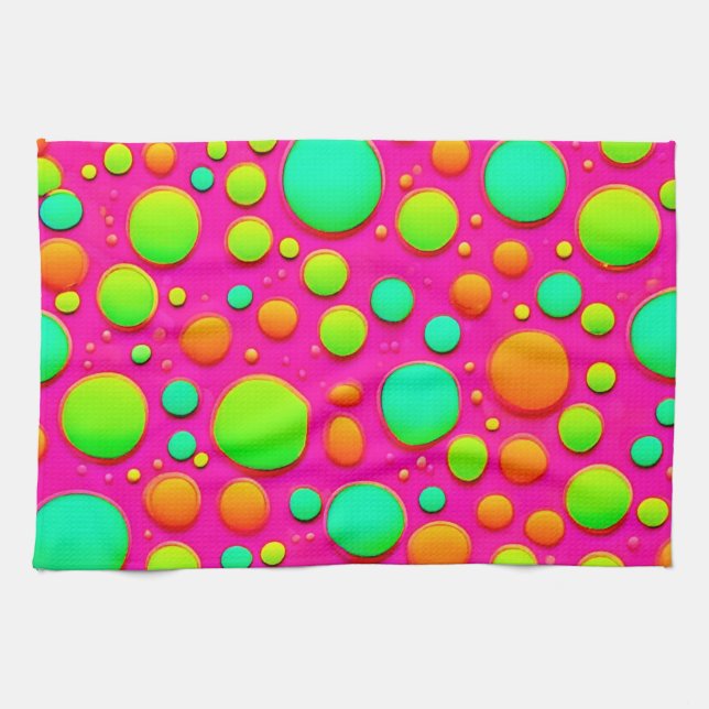 Vibrant Bubble Pop of Colour Design Tea Towel (Horizontal)