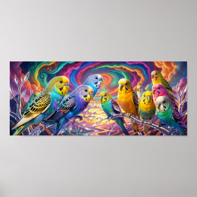 Vibrant Budgies Print, Value (Semi-Gloss) Poster (Front)