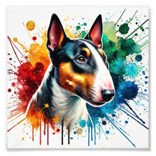 Vibrant Bull Terrier Watercolor Art Photo Print