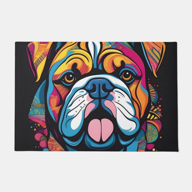 Vibrant Bulldog Black Doormat (Front)