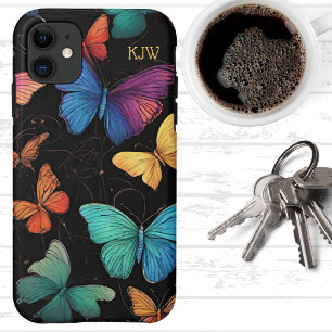 Vibrant Butterflies Monogram  iPhone 11 Case