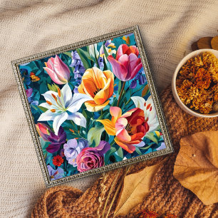 Vibrant Butterfly and Bouquet Art Print