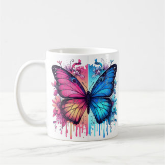 Vibrant Butterfly Art: Gradient Wings, Florals Coffee Mug