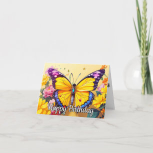 Vibrant Butterfly Art Happy Birthday Card