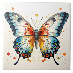 Vibrant butterfly ceramic tile