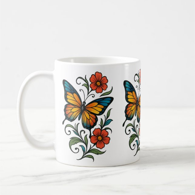 Vibrant Butterfly Coffee Mug (Left)