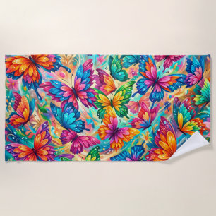 Vibrant Butterfly Dreamscape – Tropical Boho Beach Towel
