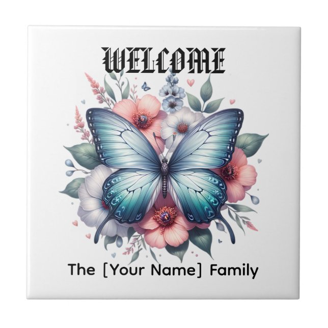 Vibrant Butterfly Floral Bouquet Art-96283 Ceramic Tile (Front)