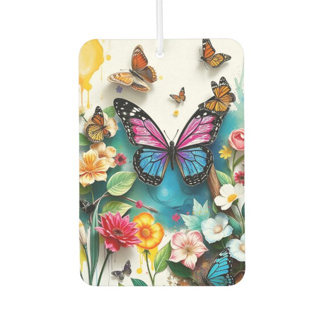 Vibrant Butterfly Garden | Inspired Spring Design Car Air Freshener (Front)