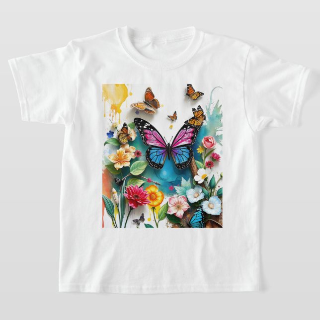 Vibrant Butterfly Garden | Inspired Spring Design T-Shirt (Laydown)