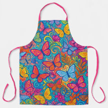 Vibrant Butterfly Print Culinary Apron