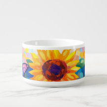 Vibrant Butterfly & Sunflower Chilli Bowl