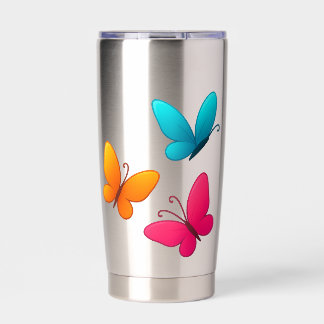 "Vibrant Butterfly Trio - Colourful Nature" Insulated Tumbler