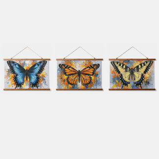 Vibrant Butterfly Trio Wall Art Hanging