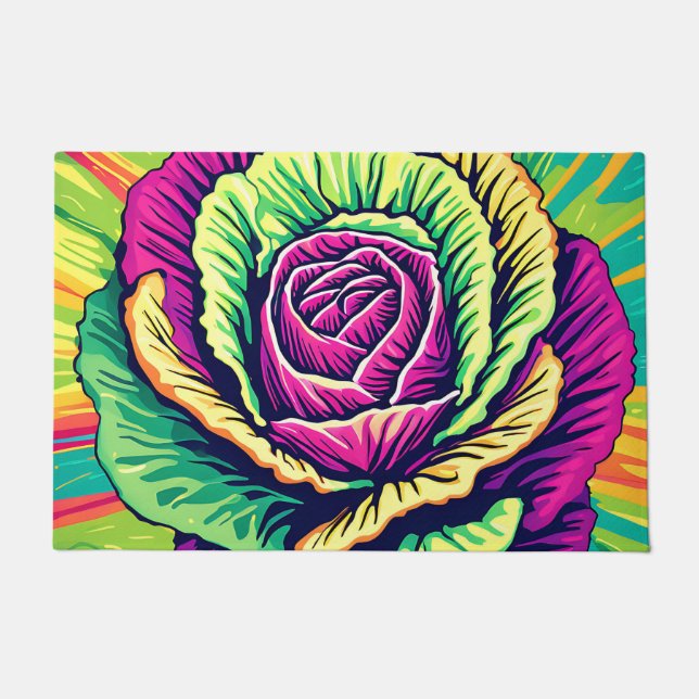 Vibrant Cabbage Pop Art Doormat (Front)
