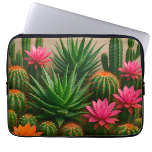 Vibrant Cactus Succulent Bloom Desert Laptop Sleeve