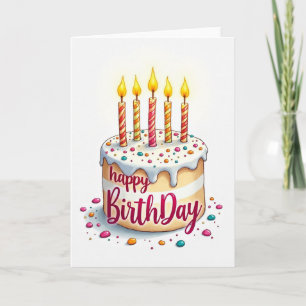 Vibrant Cake Illustration Card